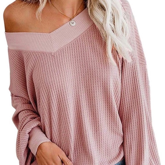 🍁Oversized Off Shoulder Waffle Knit Sweater🍁 - Picture 7 of 8